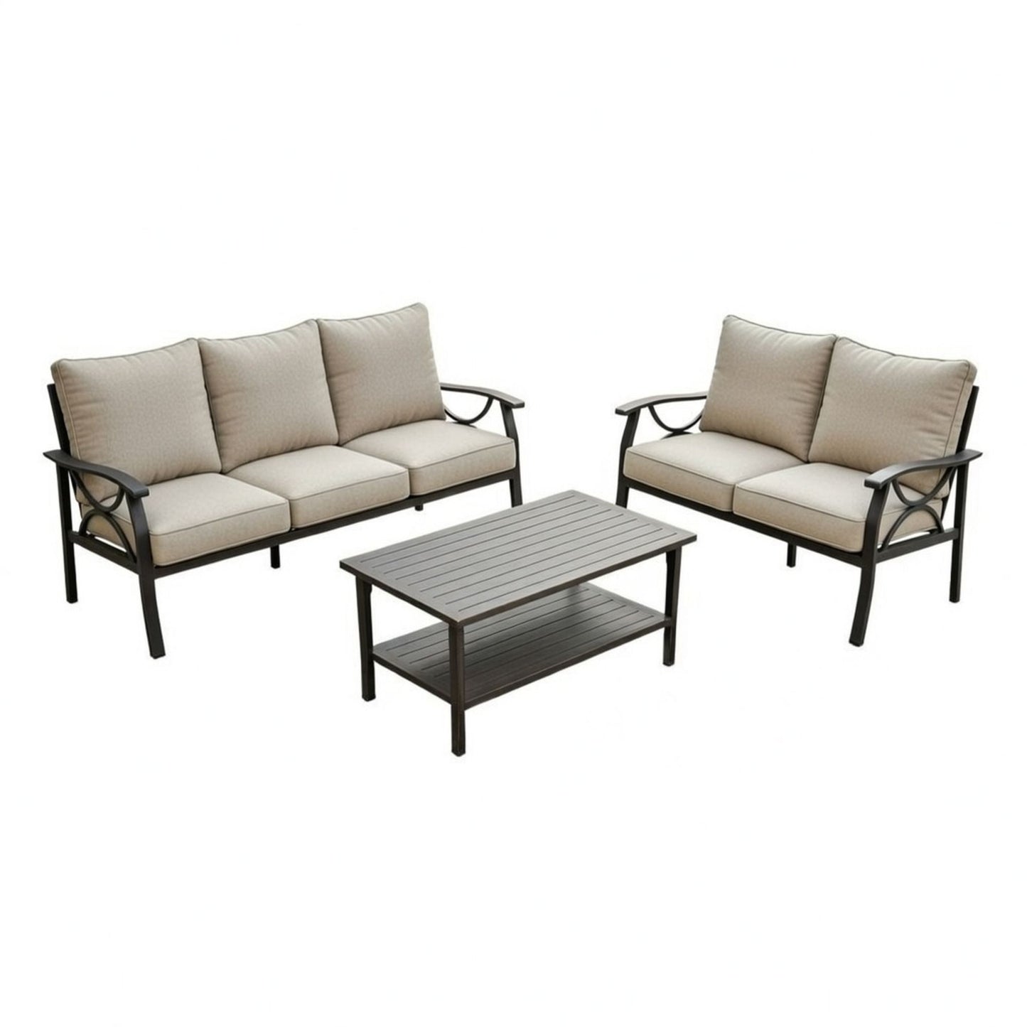 Patio Furniture Set With Coffee Table And Cushions For Backyard