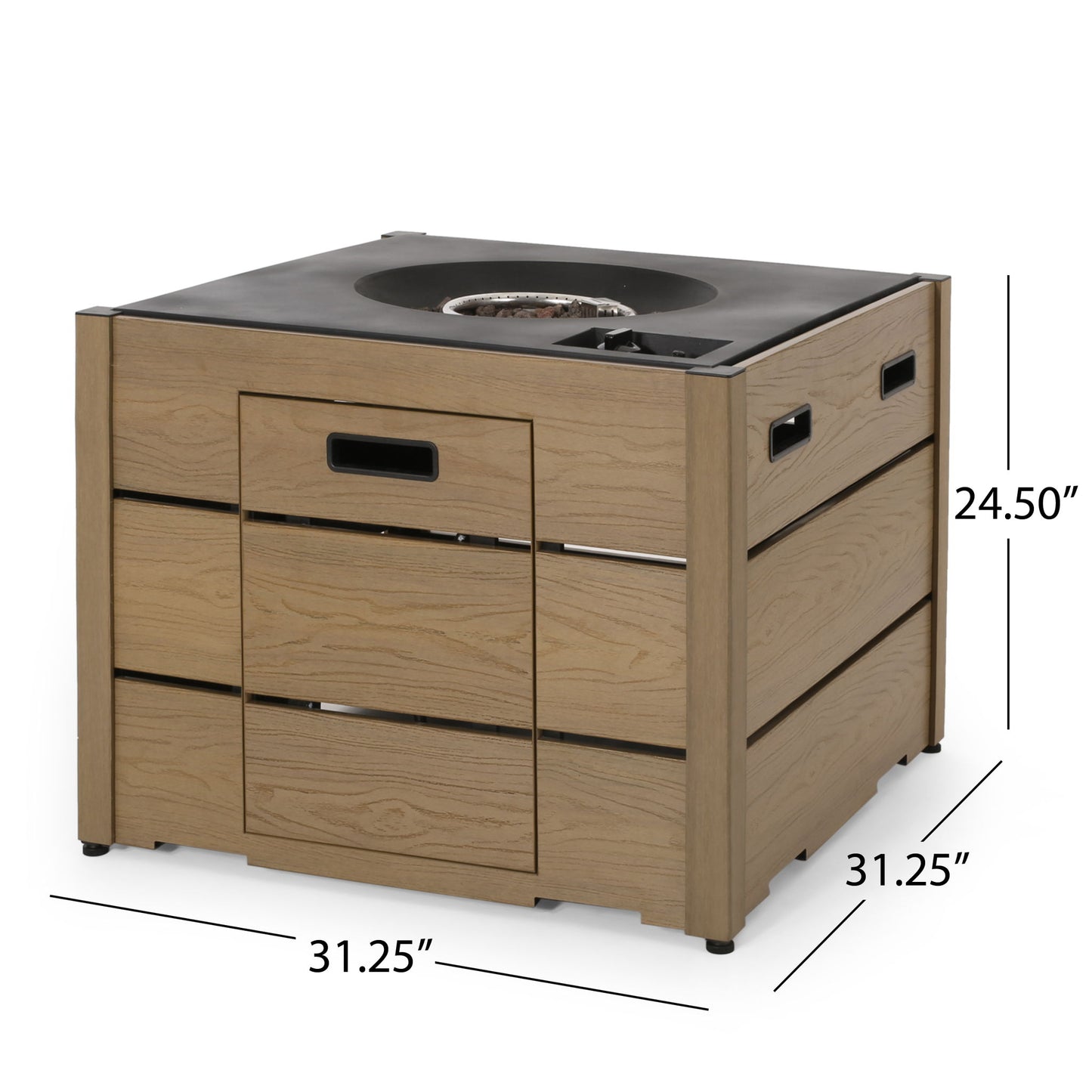 Rustic Style Outdoor Square Propane Fire Pit, 40, 000 Btu