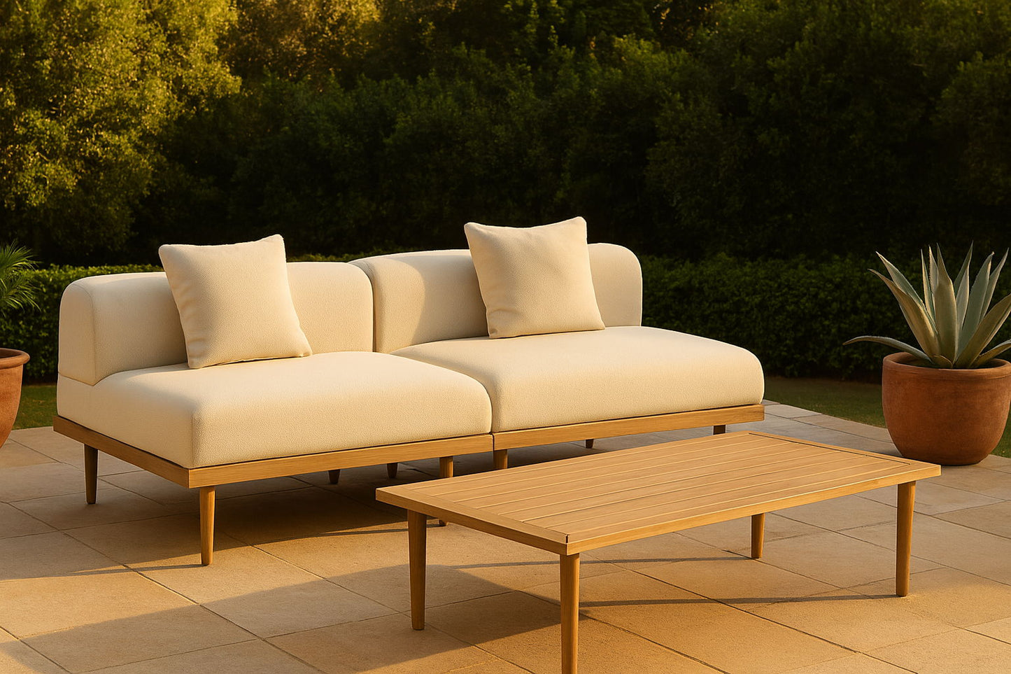 Laguna - 2 Piece Resilient Water Resistant Fabric 71" Outdoor Patio Armless Modular Loveseat