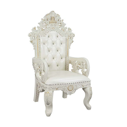 Adara - Arm Chair (Set of 2) - Pearl White Synthetic Leather & Antique White