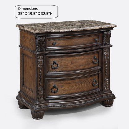 3 Drawers Nightstand - Brown / Cherry