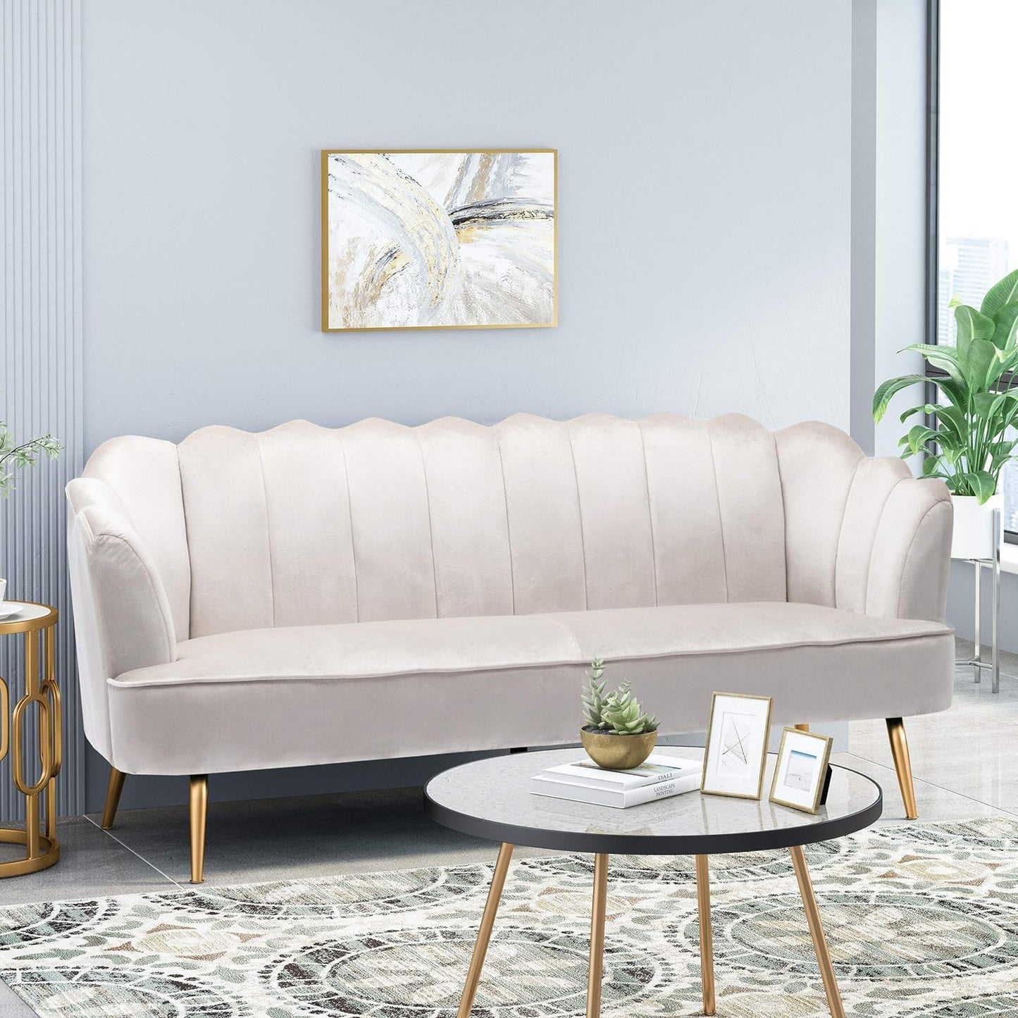 Modern Glam 3 Seater Sofa With Texture