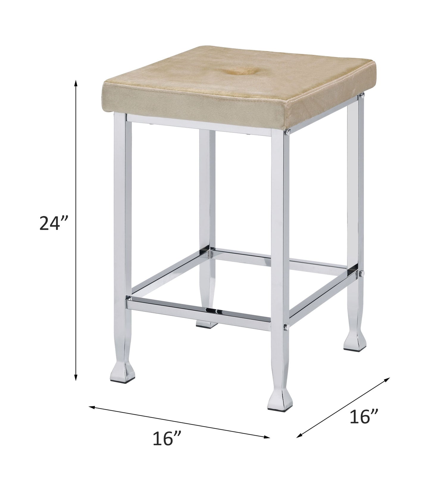 Raine - Counter Height Stool (Set of 2) - Beige Velvet & Chrome