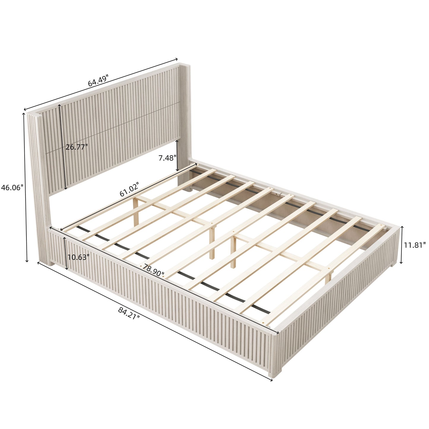 Platform Bed Frame With Headboard, Floor Standing Design