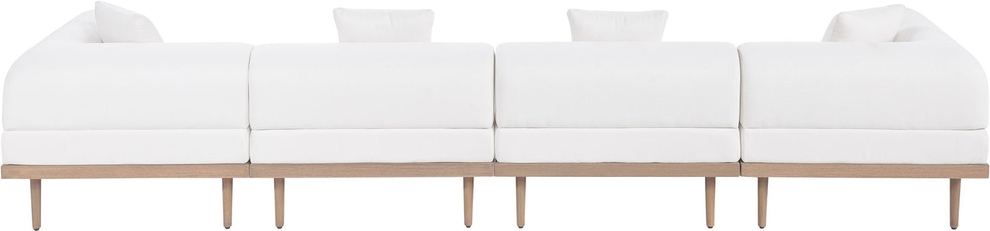 Laguna - 4 Piece Resilient Water Resistant Fabric 142" Upholstered Outdoor Patio Modular Sofa