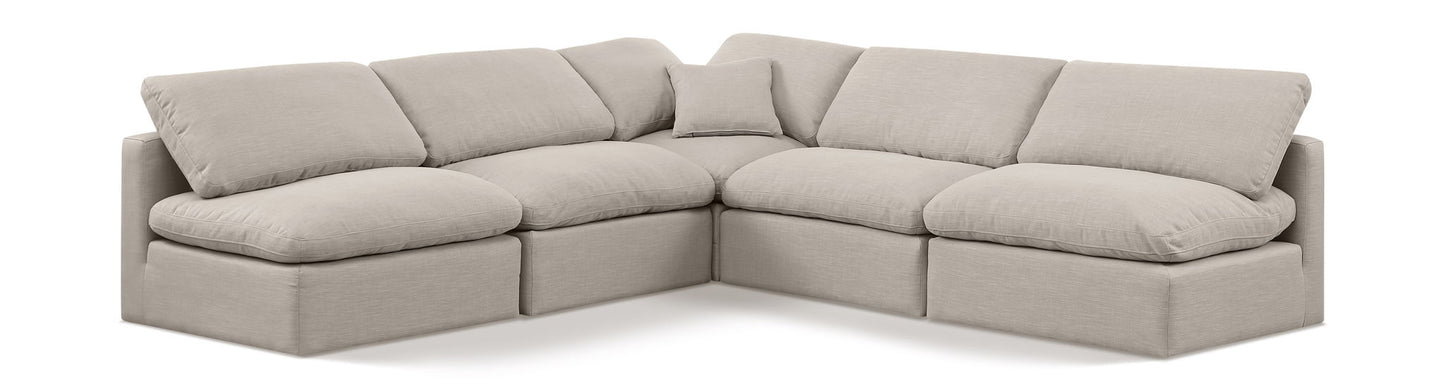 Indulge - Linen 5 Piece Modular Corner Armless Sectional
