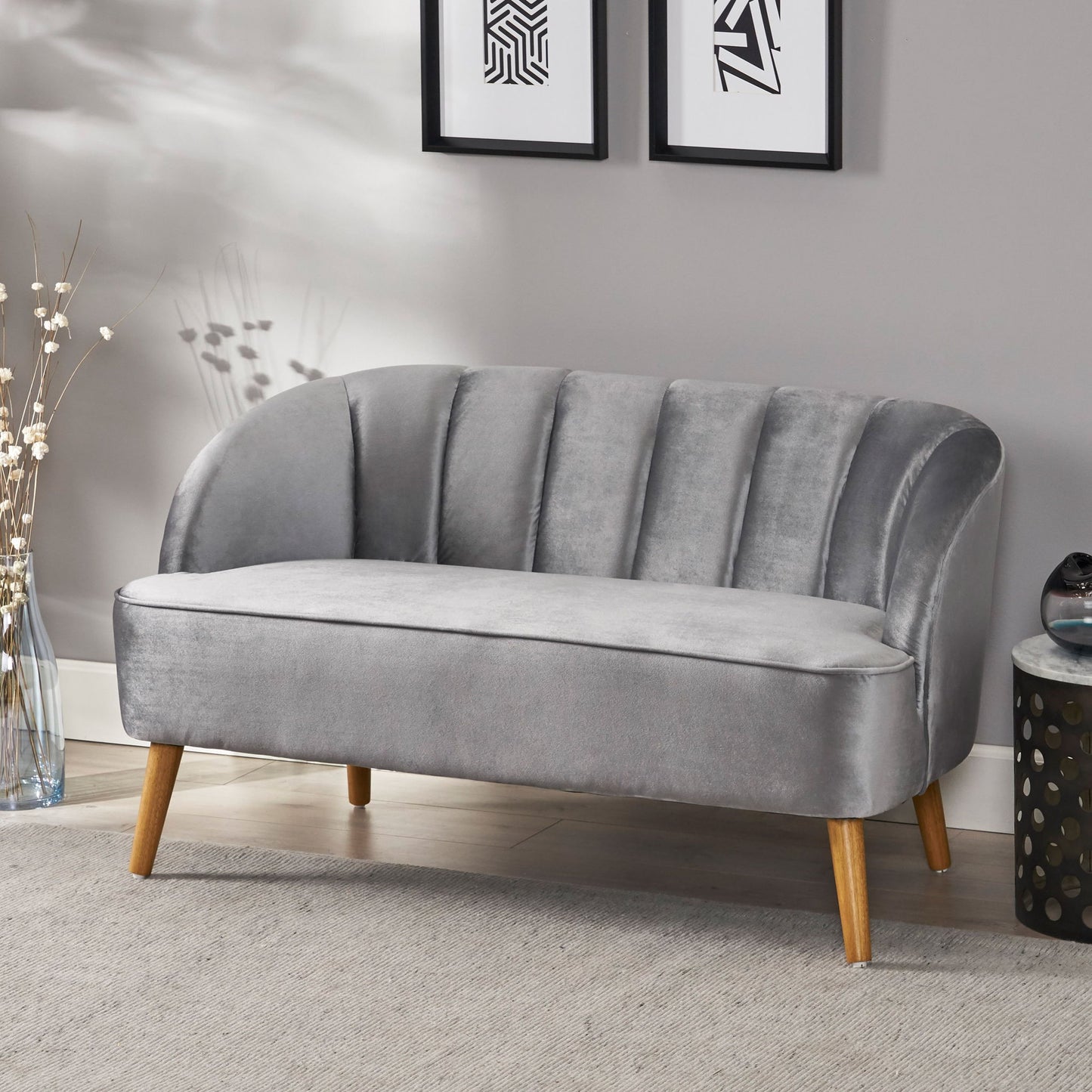 Modern Classic Shell Backed Loveseat