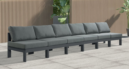 Nizuc - Outdoor Patio 6 Seat Armless Modular Sofa With Gray Frame