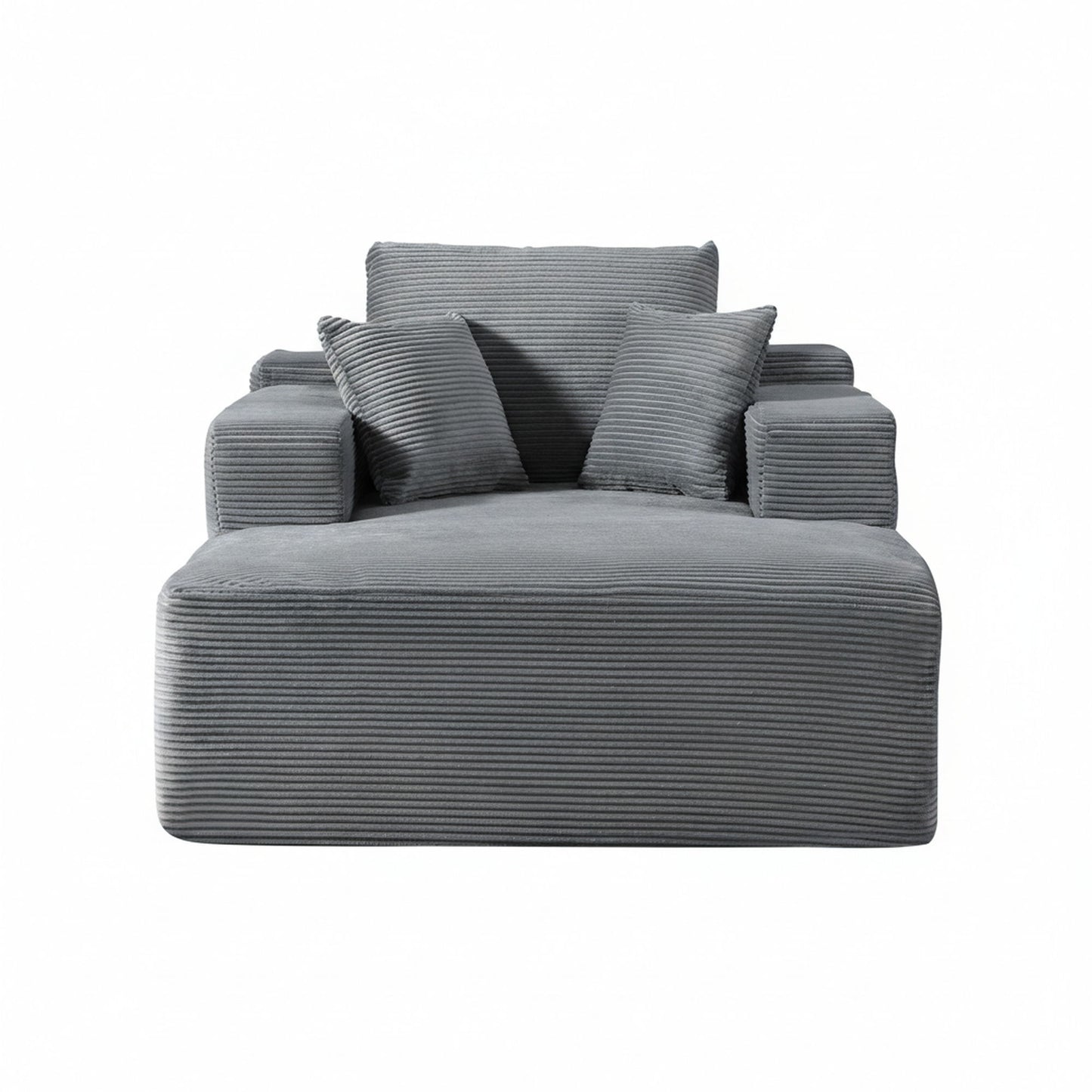 Convertible Chaise Lounge Chair With Wide Armrest & Throw Pillows