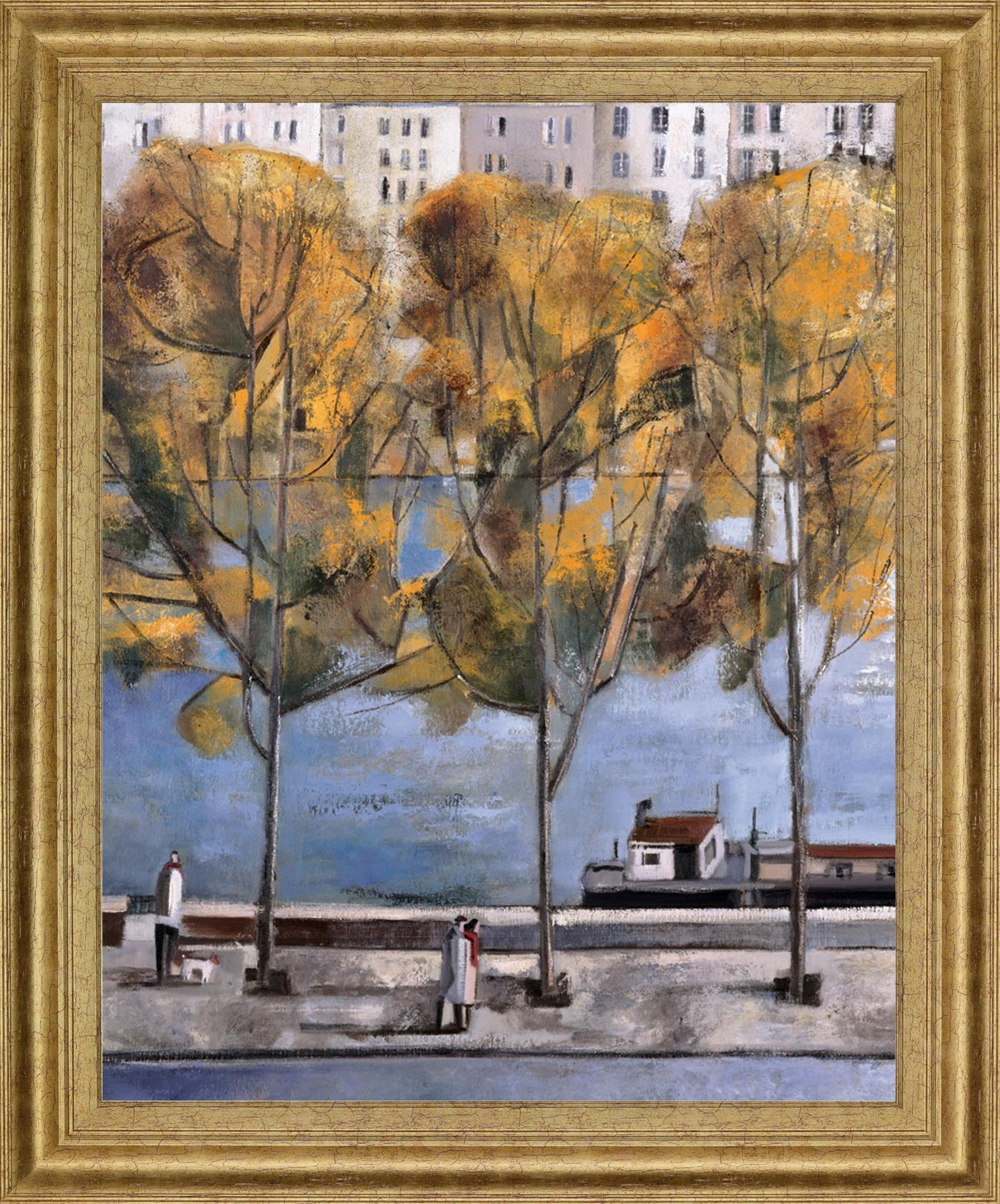 Golden River Promenade - 28" x 34" Framed Wall Art