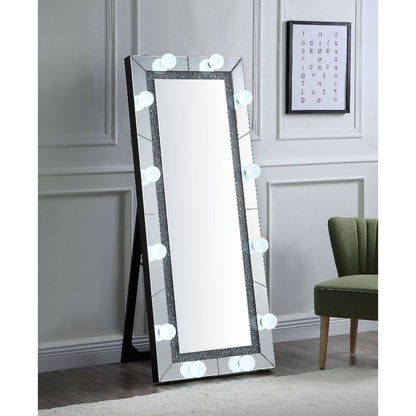Noralie - 63" X 26" Floor Mirror - Mirrored & Faux Diamonds