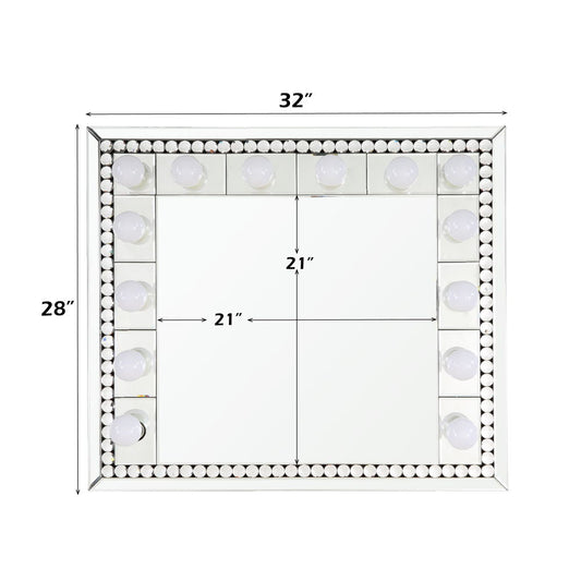 Farai - 28" Accent Mirror - Mirrored & Faux Crystal Diamonds