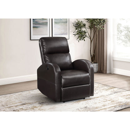 Meglia - Upholstered Power Recliner Chair With Smooth Button Controls - Brown