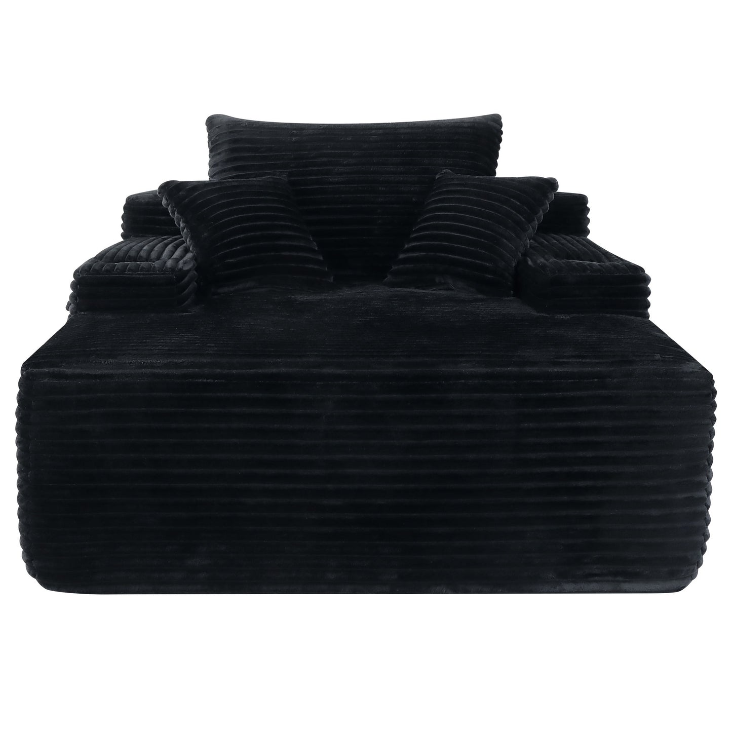Convertible Chaise Lounge Chair & Wide Armrest & Throw Pillows - Black