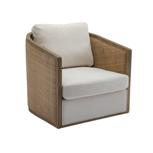 Barrel, Comfy Round Accent Sofa Chair With 360 Degree Swivel, Leisure Arm