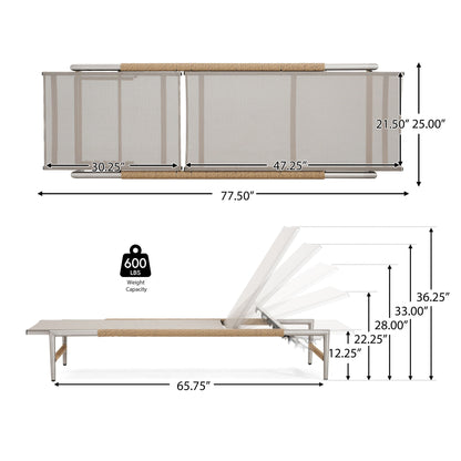 Hargrove - Outdoor Patio Aluminum Chaise Lounge (Set of 2) - Natural / Silver