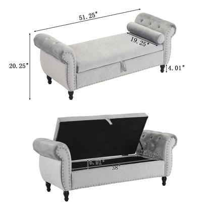 Luxurious Multifunctional Storage Ottoman Bench With Pillow