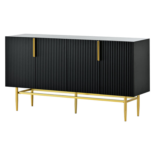 Modern Elegant 4 Door Sideboard Metal Handle Buffet Cabinet For Dining Room, Living Room, Bedroom, Hallway