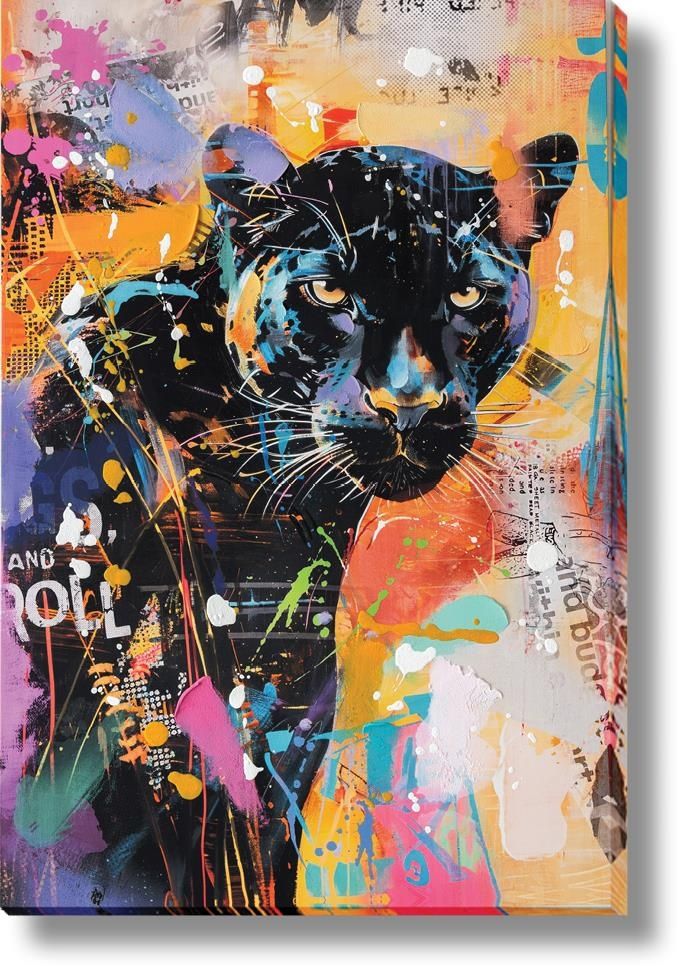 Vivid Panther Gaze - 32" x 47" Framed Wall Art