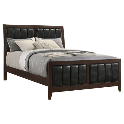 Queen Panel Bed With Upholstered Headboard And Footboard - Brown