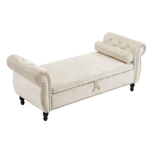 Luxurious Multifunctional Storage Ottoman Bench With Pillow