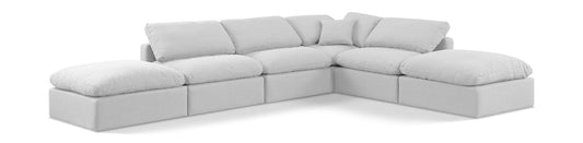 Indulge - Linen 6 Piece Modular Armless Sectional - White