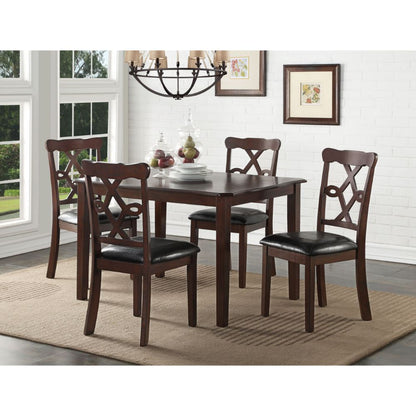 Ingeborg - 5 Piece Dining Set - Black Synthetic Leather & Espresso