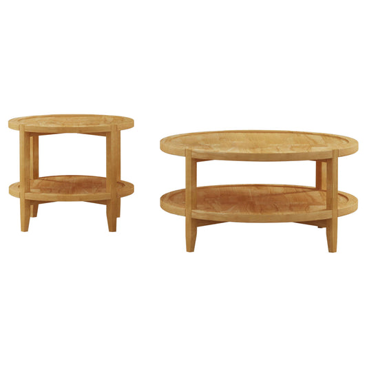 Elliott - 2 Piece Round Coffee And End Table Set - Maple