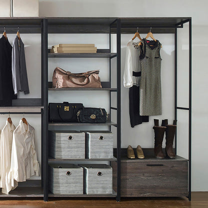 Monica - Walk-In Closet System, Modular Storage - Rustic