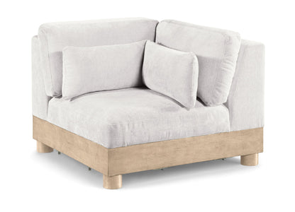 Turin - Chenille Fabric Upholstered Modular Corner Chair - Natural Base