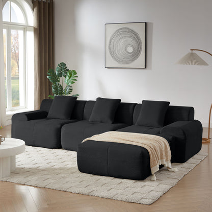 L Shaped Modular Sectional Sofa And Movable Ottoman