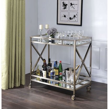 Kristensen - Serving Cart - Mirrored & Antique Gold