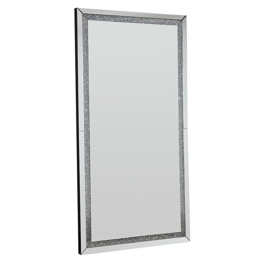 Noralie - Floor Mirror - Faux Diamonds & Mirrored