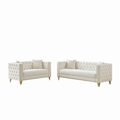 Deep Seat Sofa With Button Nailhead, Square Arm Couches