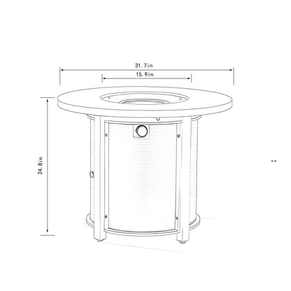 Propane Gas Fire Pit Table, 50000 Btu Round Steel Fire Pit