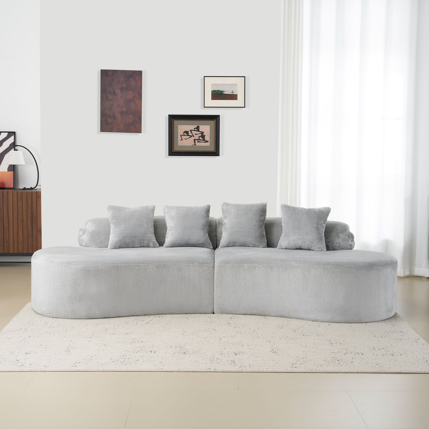 Modern Curved Sofa With Pillows