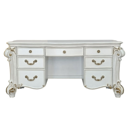 Vendome - Vanity Desk - Beige Synthetic Leather & Antique Pearl