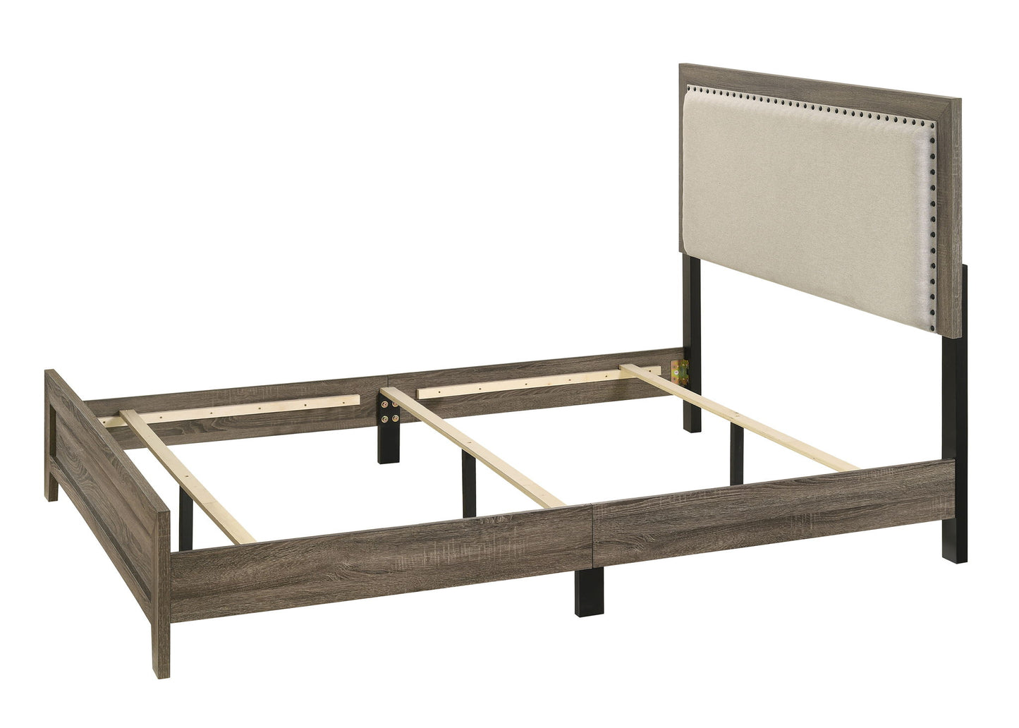 Millie - Queen 4 Piece Upholstered Bedroom Set - Warm Gray