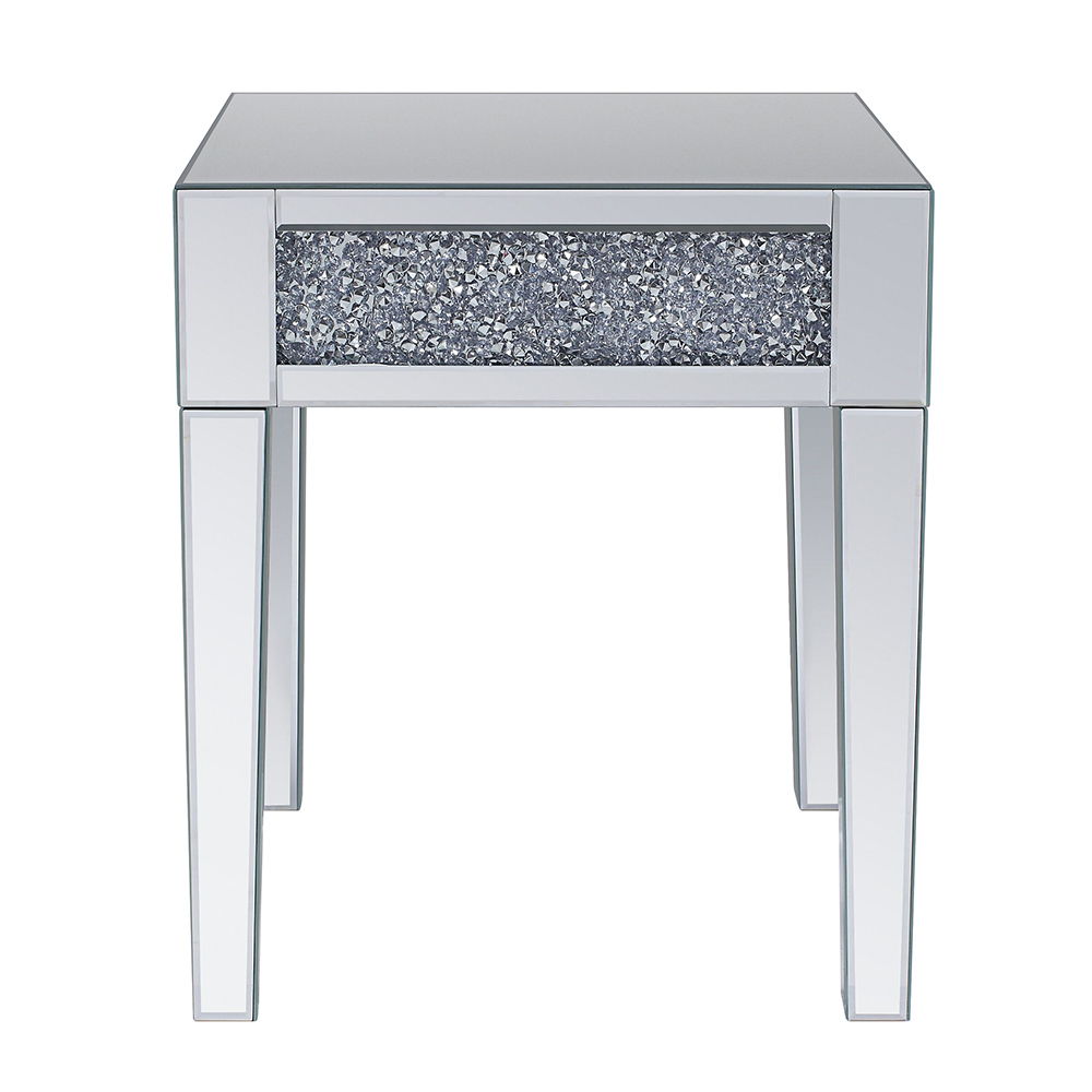 Noralie - 20" End Table - Mirrored & Faux Diamonds