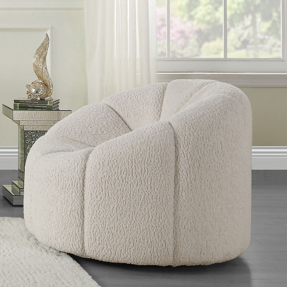 Osmash - Chair With Swivel - White Teddy Sherpa