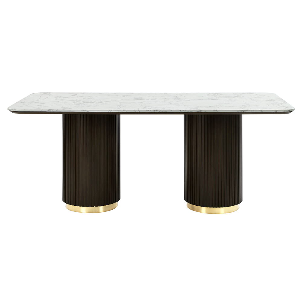Clayten - Dining Table With Marble Top - White Natural Marble Top & Espresso