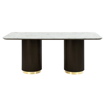 Clayten - Dining Table With Marble Top - White Natural Marble Top & Espresso