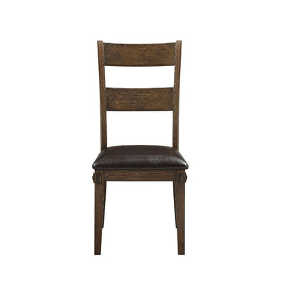 Nabirye - Side Chair (Set of 2) - Esspresso Synthetic Leather & Dark Oak