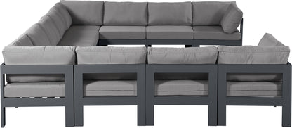 Nizuc - Outdoor Patio 11 Piece Modular Sectional With Gray Frame