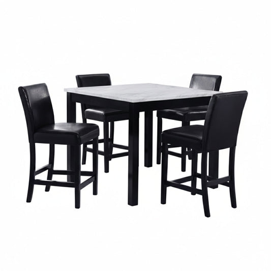 Modern 5 Piece Counter Height Dining Set With Tufted Nail Head Chairs