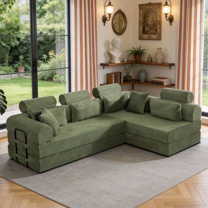 Modern L-Shape Modular Sectional Sofa, Compressed Design