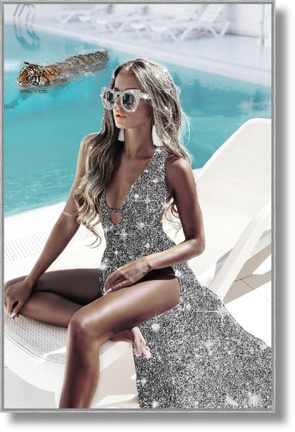 Sparkling Luxe Retreat - 32" x 47" Framed Wall Art
