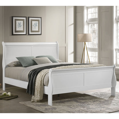 Mckee - Queen Sleigh Panel Bed With Curved Legs - White