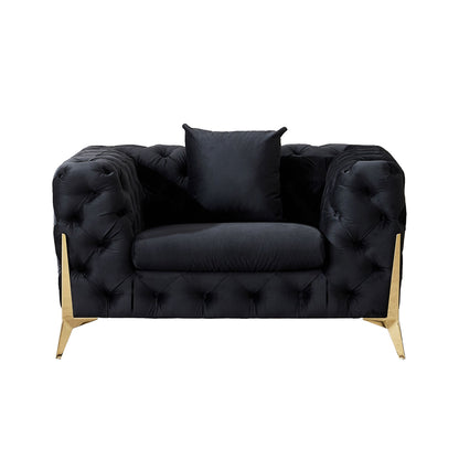 Accent Chair With Diamond Button Tufting, Matching Throw Pillow