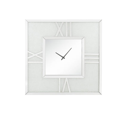 Noralie - Wall Clock With LED - Mirrored & Faux Diamonds